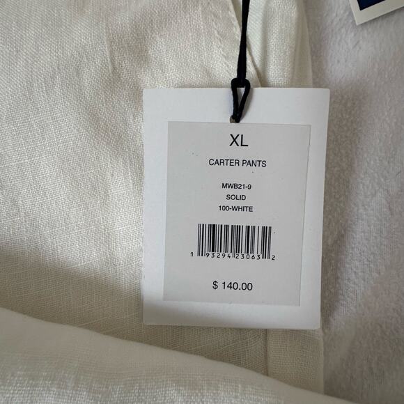 Onia Mens 100% Linen Straight Leg Drawstring Trousers Size X Large Causal Preppy - Picture 2 of 5